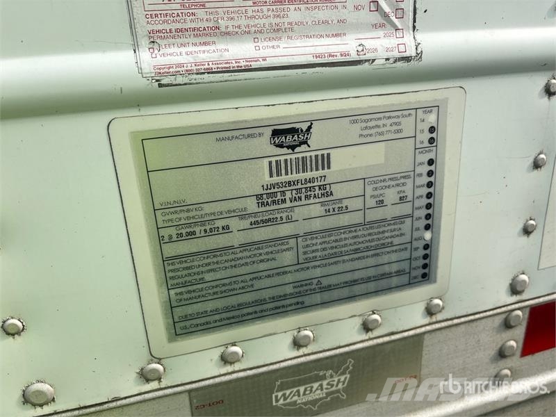 Wabash RFALHSA 53 ft x 102 in T/A Refrigerated Trailer Hladilne polprikolice