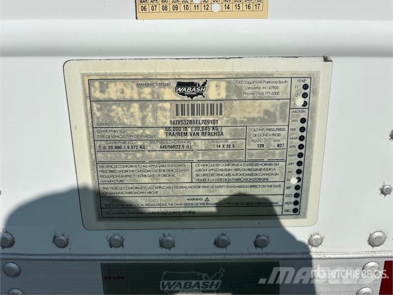 Wabash RFALHSA 53 ft x 102 in T/A Refrigerated Trailer Hladilne polprikolice