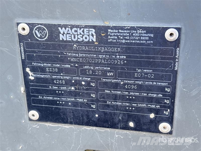 Wacker EZ38 Mini Excavator حفارات صغيرة أقل من 7 طن (حفارات صغيرة)