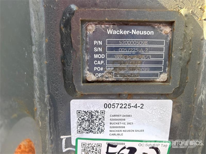 Wacker Neuson 28z3 12 in Digging Excavator Bucket Baldes