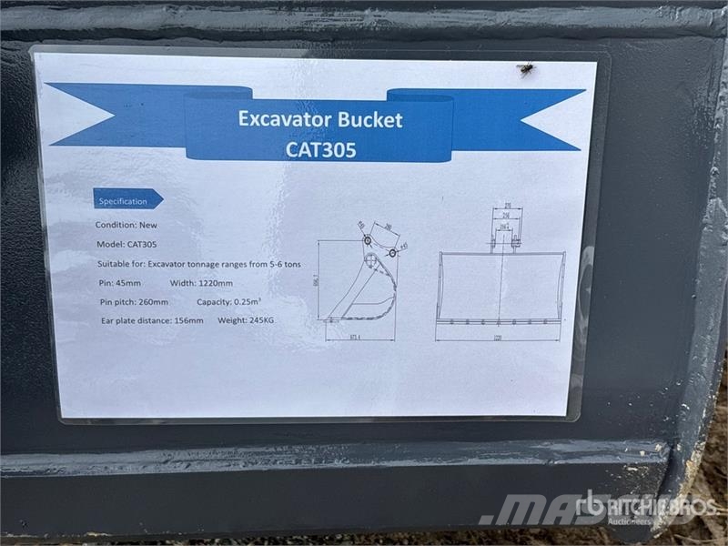 Warrior WBMCC5-1220 48 in Cleanup Excavator Bucket - Fits Kašike / Korpe
