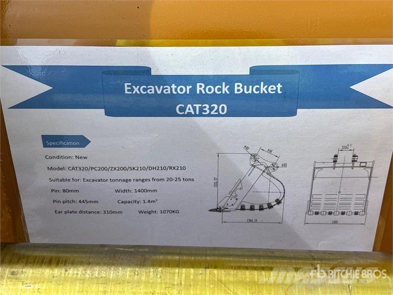 Warrior WBRC20-1400 53 in Digging Excavator Bucket - Fits Baldes