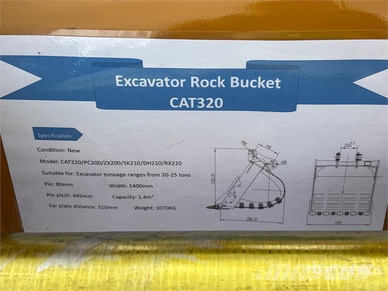 Warrior WBRC20-1400 53 in Digging Excavator Bucket - Fits Kašike / Korpe