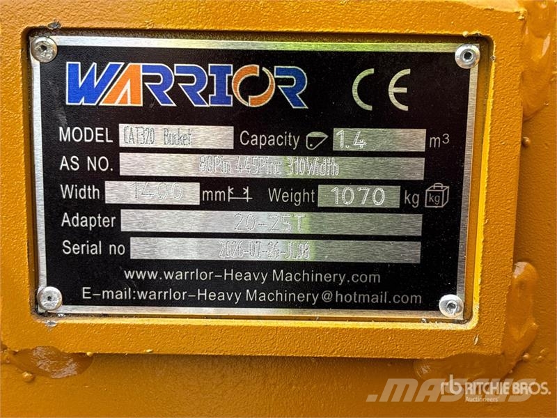 Warrior WBRC20-1400 53 in Digging Excavator Bucket - Fits Baldes