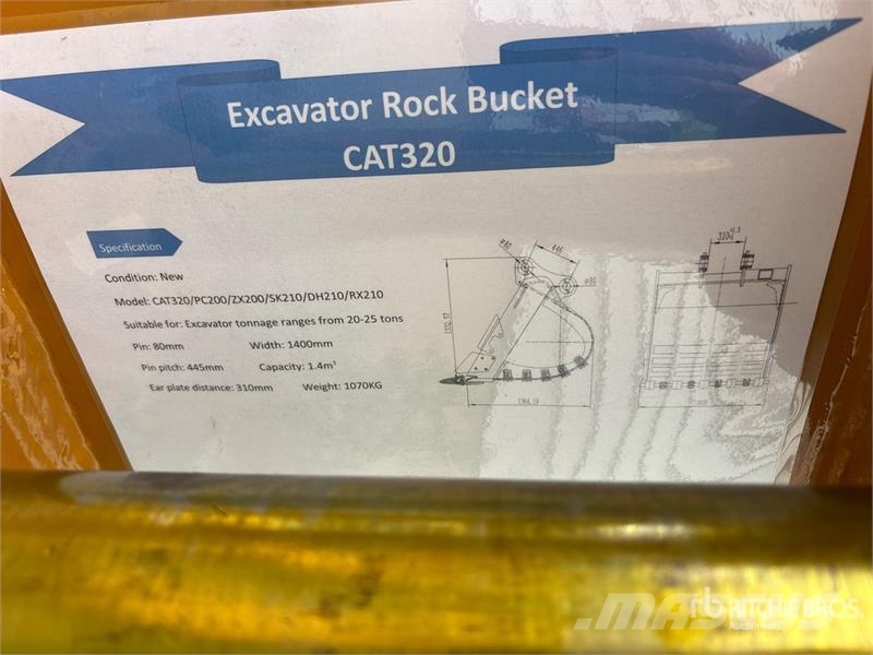 Warrior WBRC20-1400 53 in Digging Excavator Bucket - Fits Baldes