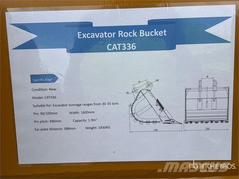 Warrior WBSRC30-1500 59 in Digging Excavator Bucket - Fits Kašike / Korpe
