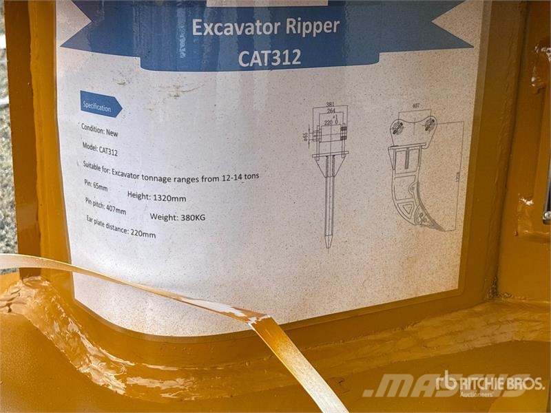 Warrior WRC12 Excavator Ripper - Fits Cat 312 (Unused) Kultivatori za građevinarstvo