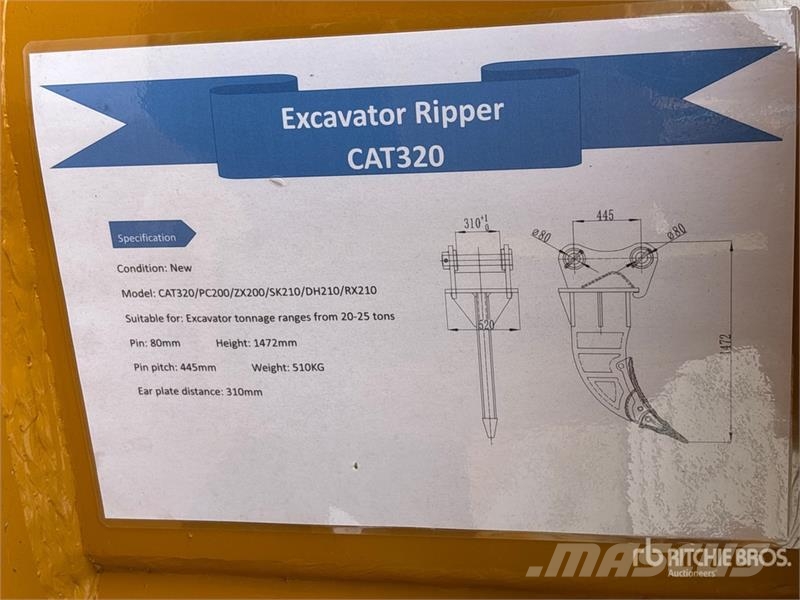 Warrior WRC20-025 Excavator Ripper - Fits Cat 320 (Unused) Kultivatori za građevinarstvo