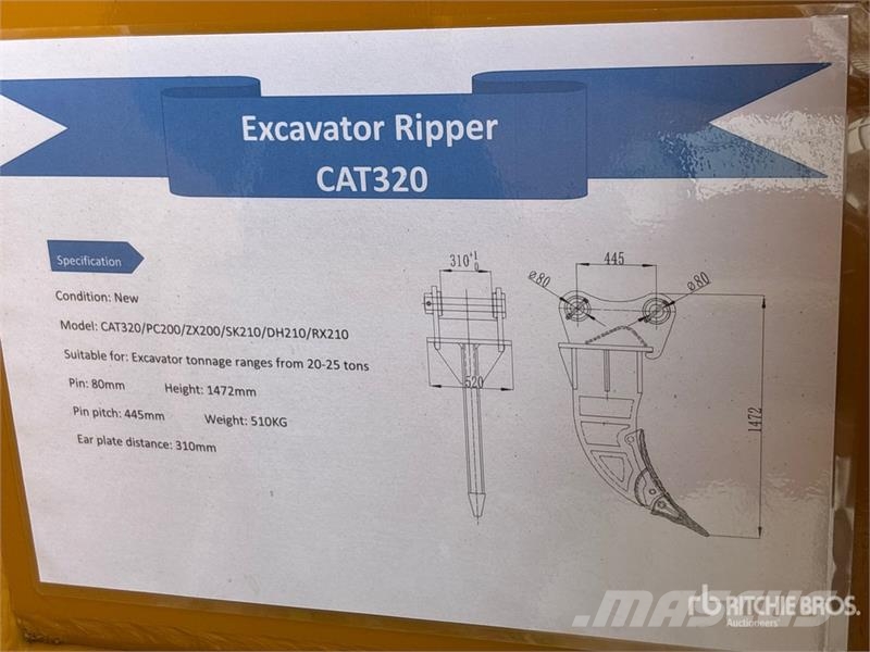 Warrior WRC20-025 Excavator Ripper - Fits Cat 320 (Unused) Kultivatori za građevinarstvo