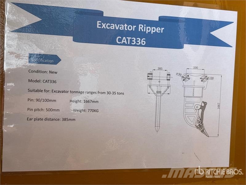 Warrior WRC30-035 Excavator Ripper - Fits Cat 336 (Unused) Kultivatori za građevinarstvo