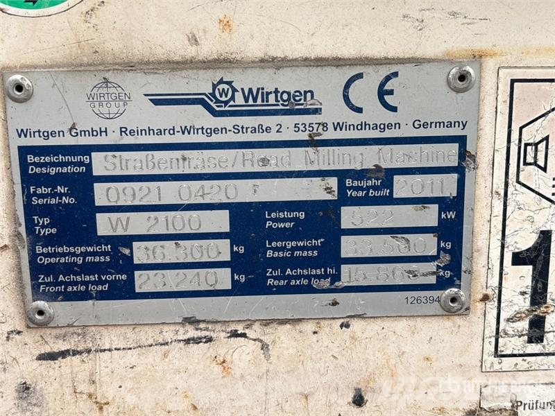 Wirtgen W2100 Fresa a freddo per asfalto