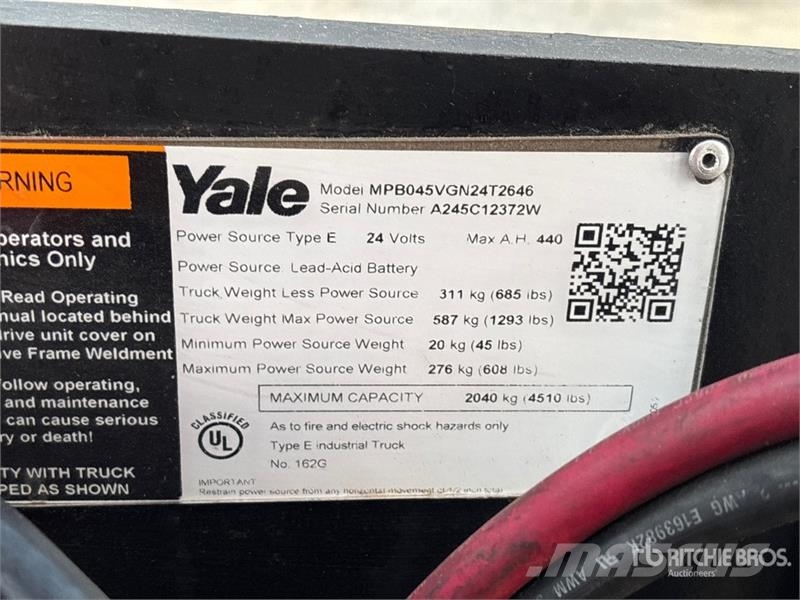 Yale MPB045VG 4510 lb Electric Pallet Jack Hand pallet truck