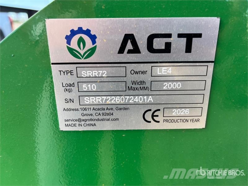 AGT SRR72 72 in Root Rake Skid Steer Grapple (Unused) Grappin