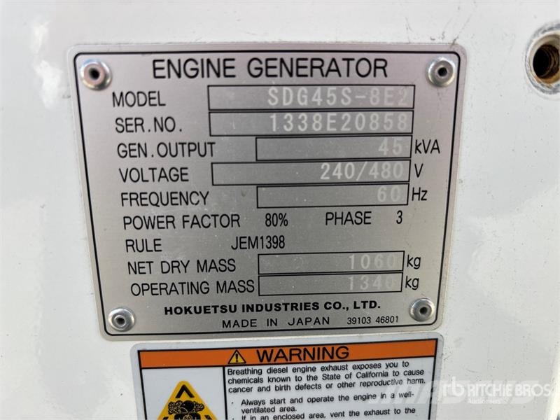 Airman SDG45S-8E2 45 kVA Mobile Generator Set Diesel Generatorer