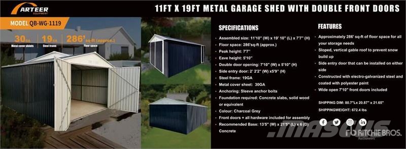 Arteer QB-WG-1119 11 ft 10 in x 19 ft 10 in Metal Garage Stålrammer