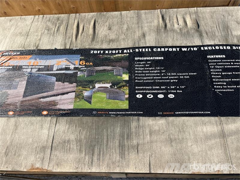 Arteer QB-WG-2020 20 ft x 20 ft All-Steel Carport (Unused Stålrammer