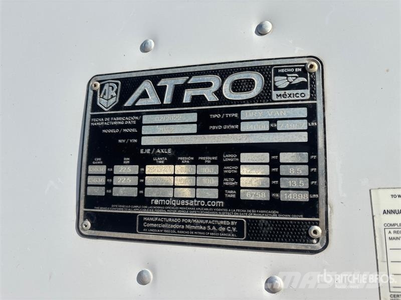 Arto 53 ft x 102 in T/A Van Trailer Dobozos pótkocsik