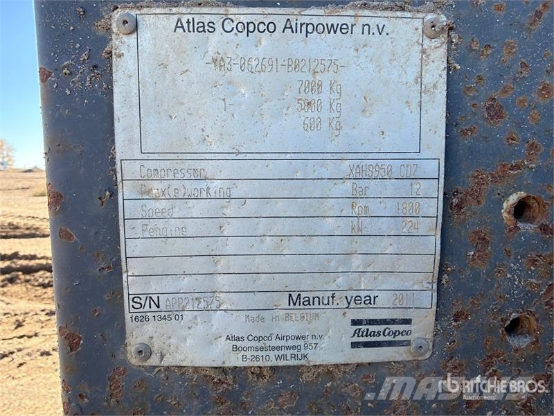 Atlas Copco XAHS950 950 cfm Mobile Air Compressor Compressors