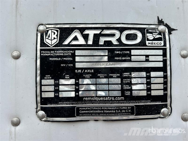 Atro 53 ft T/A Van Trailer Reboques baú