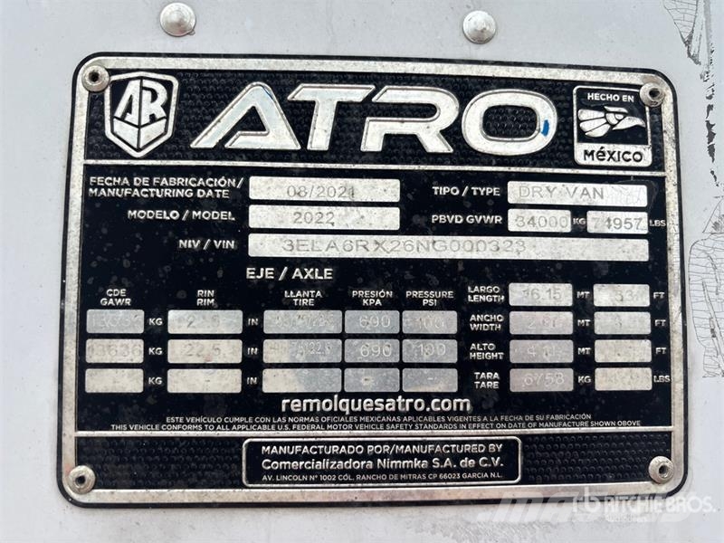 Atro 53 ft x 102 in T/A Van Trailer Prikolice sa sandukom