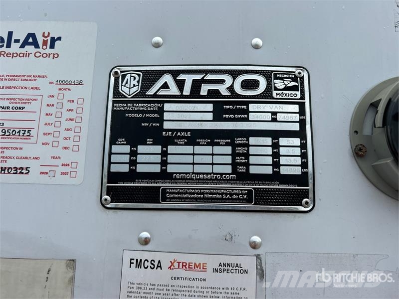 Atro 53 ft x 102 in T/A Van Trailer Dobozos pótkocsik