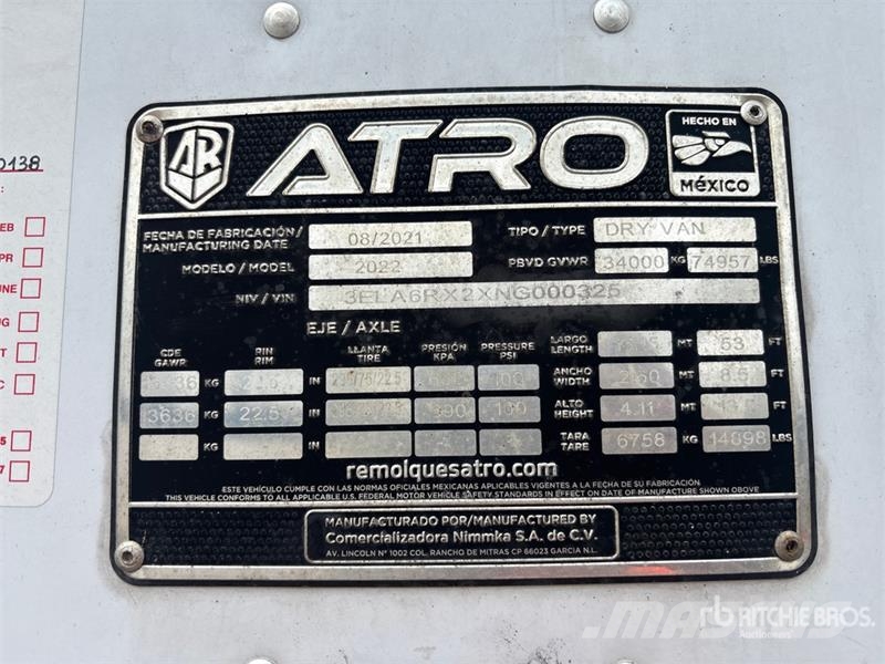  Atro 53 ft x 102 in T/A Van Trailer Prikolice sa sandukom