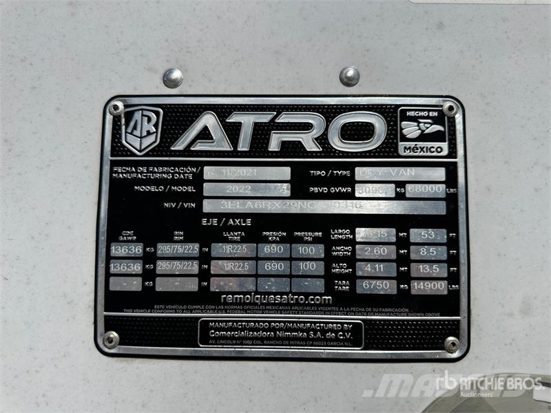 Atro 53 ft x 102 in T/A Van Trailer Anhänger-Kastenaufbau