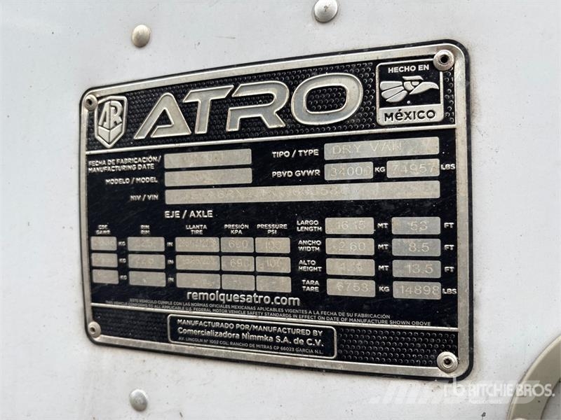Atro Dry 53 ft x 102 in T/A Van Trailer مقطورات ذات هيكل صندوقي