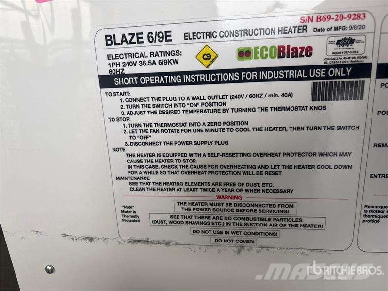  Blaze 6/9E Space Heater Kühl- und Heizsysteme