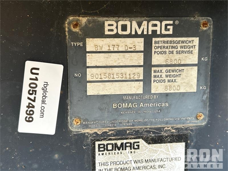 Bomag BW177D-3 Smooth Drum Compactor Compactoare monocilindrice