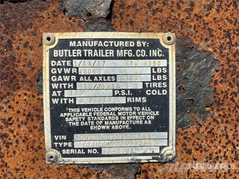 Butler B-4030-MA 30 ft T/A Equipment Trailer 車両運搬用トレーラー