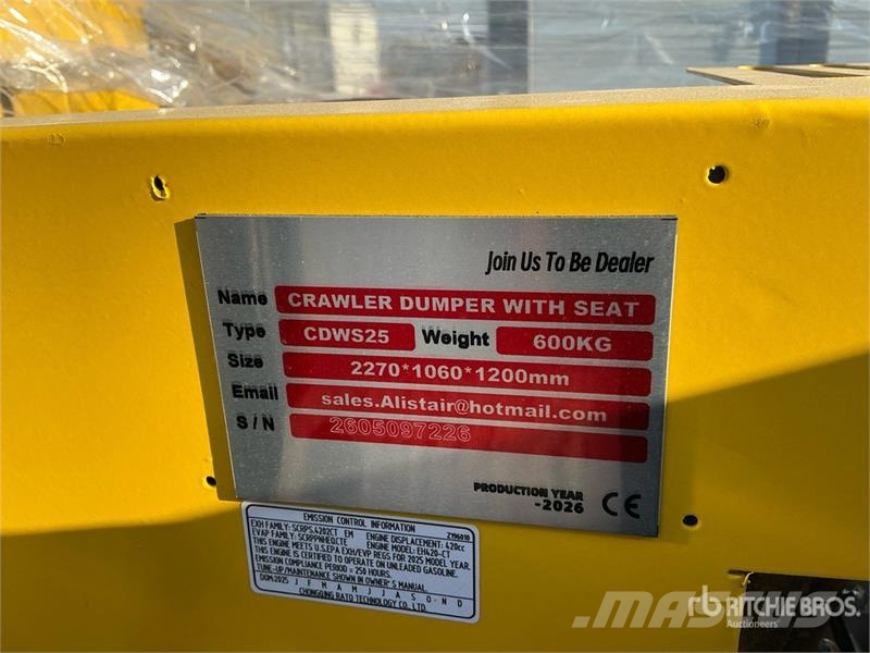 CD25,CDW25 Mini Crawler Dumper (Unused) 건설현장 덤프트럭