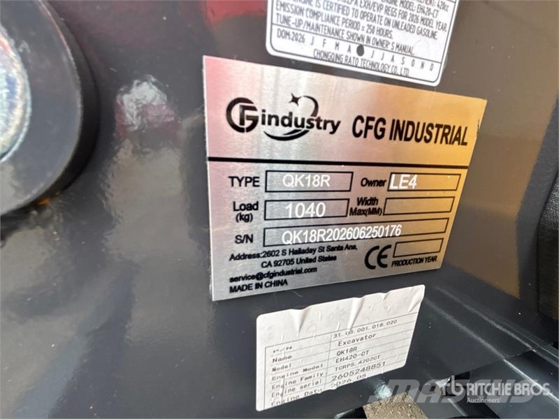 CFG QK18R Mini Excavator (Unused) Minigravemaskiner