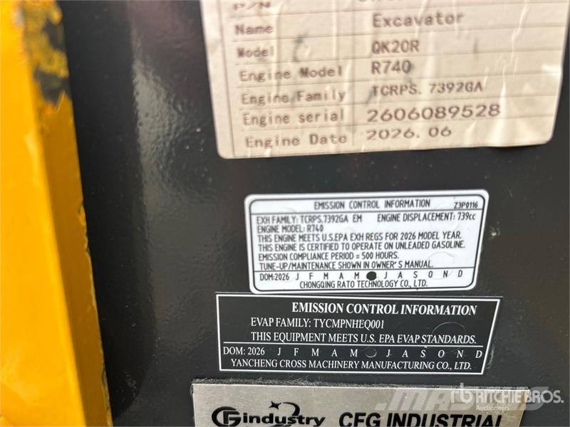 CFG QK20R Mini Excavator (Unused) 소형 굴삭기 7톤 미만