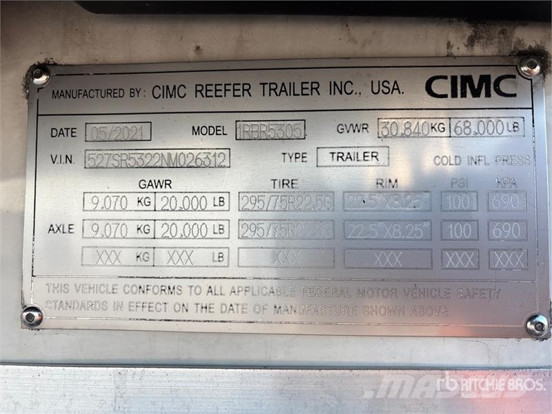 CIMC 1RBR5305 Koel-vries opleggers