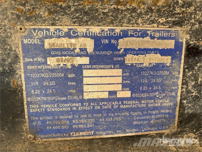 Clement Starlite 36 ft T/A Frameless End Dump Trailer Savivartės priekabos