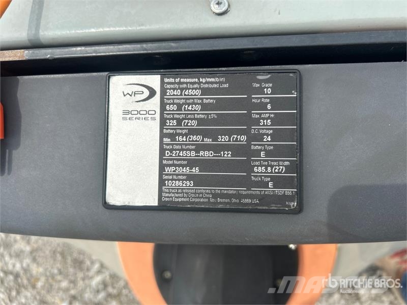 Crown WP3045-45 4500 lb Electric Pallet Jack Ручні гідравлічні візки