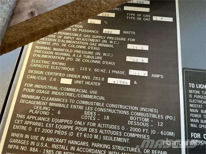 Dayton 3E388A 400000 BTU Aerothermes 400,000 BTU LP Gas S Kühl- und Heizsysteme
