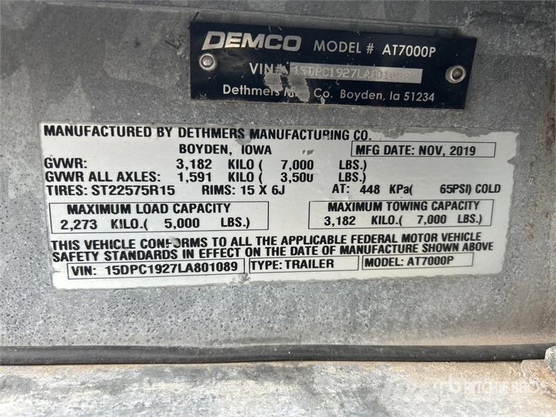 Demco AT7000P T/A 1 Car Open Car Carrier Trailer 車両運搬用トレーラー