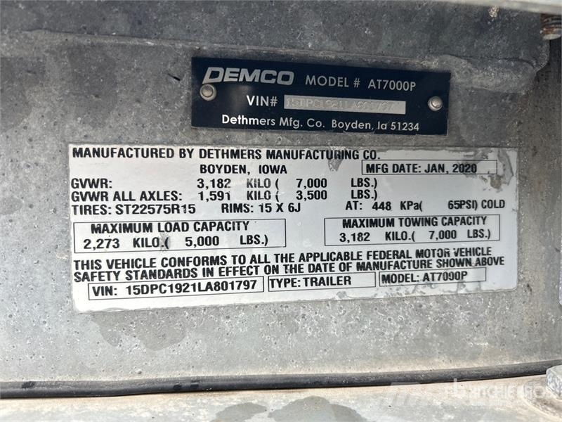 Demco AT7000P T/A 1 Car Open Car Carrier Trailer 車両運搬用トレーラー