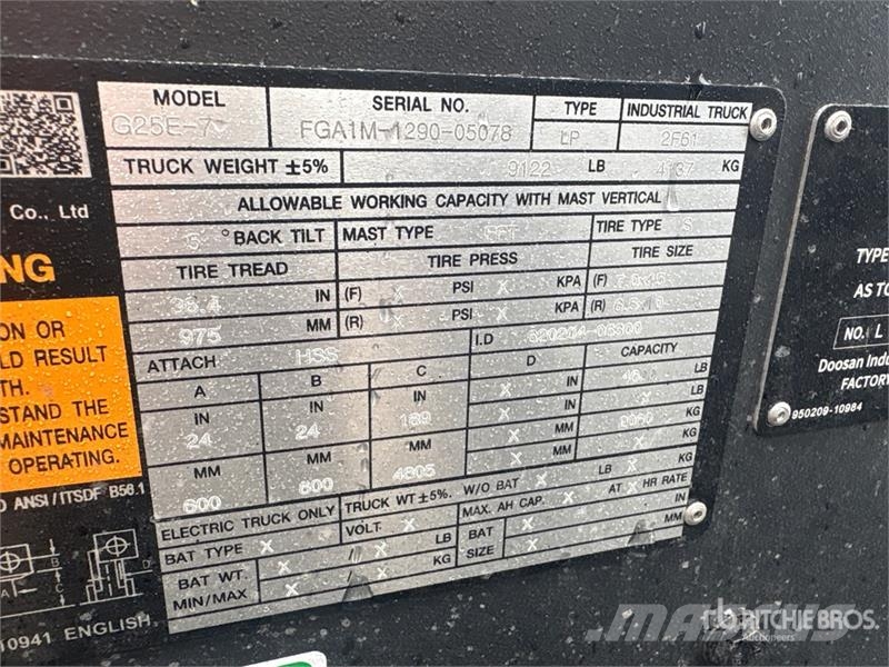Doosan G25E-7 4600 lb Forklift Другие складские механизмы