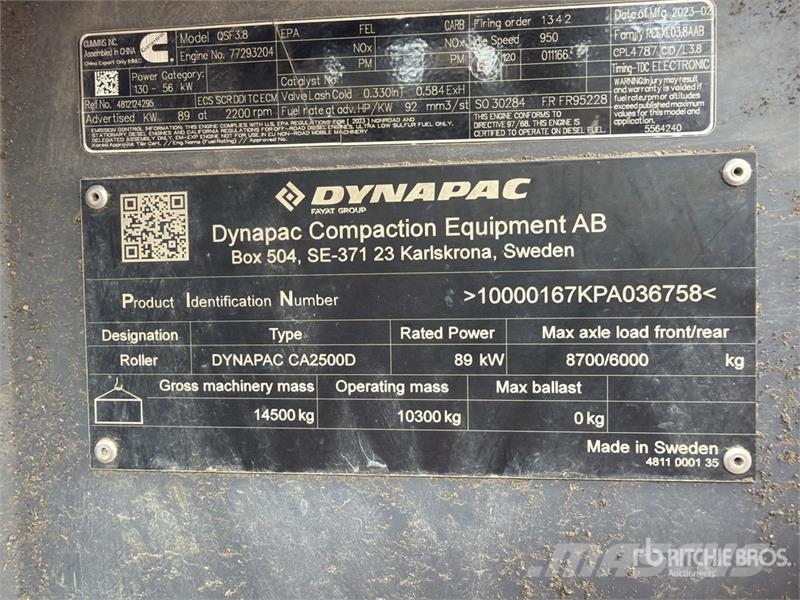Dynapac CA2500 Smooth Drum Compactor Enkelt tromle