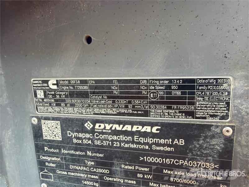 Dynapac CA2500 Smooth Drum Compactor Enkelt tromle