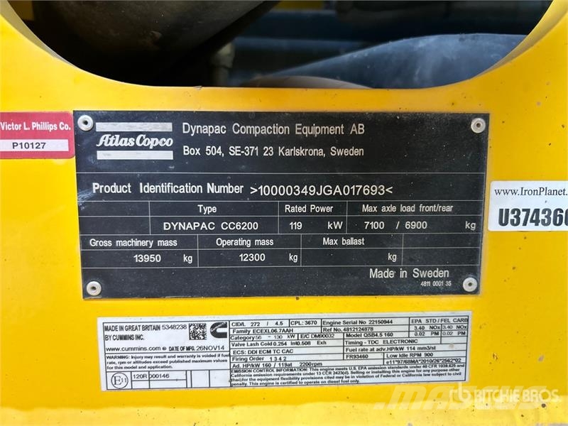 Dynapac CC6200 Double Drum Roller Rolos compactadores de tambor duplo