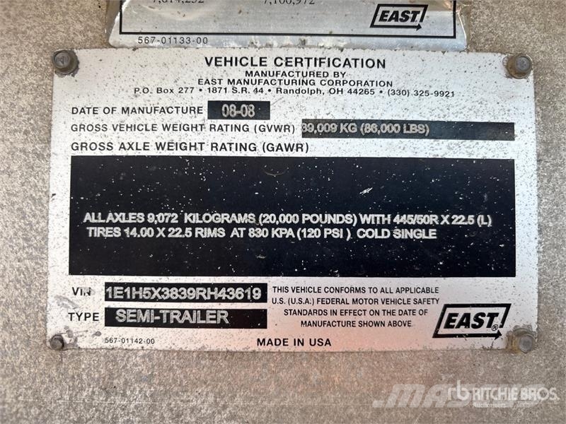  East 48 ft T/A Spread Axle Flatbed Trailer Vlakke laadvloer
