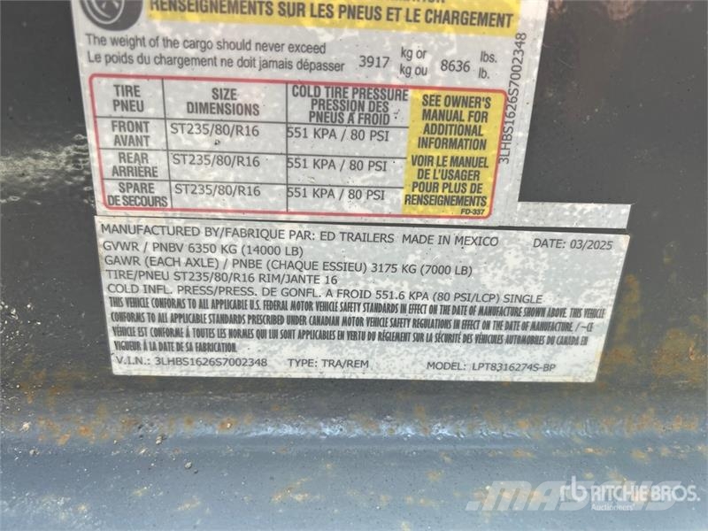 ED Trailers 16 ft T/A Dump Utility Trailer Sklápěcí přívěsy