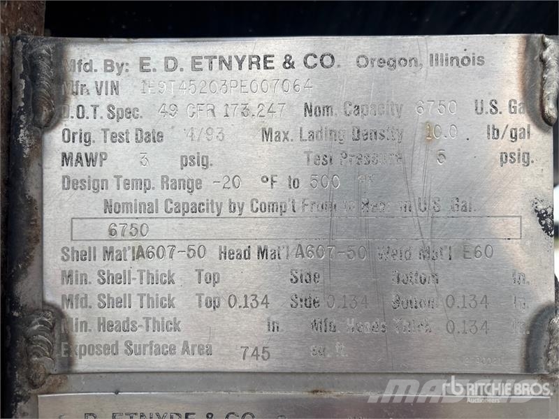 Etnyre 6750 gal T/A Tanker Trailer مقطورات ذات صهاريج