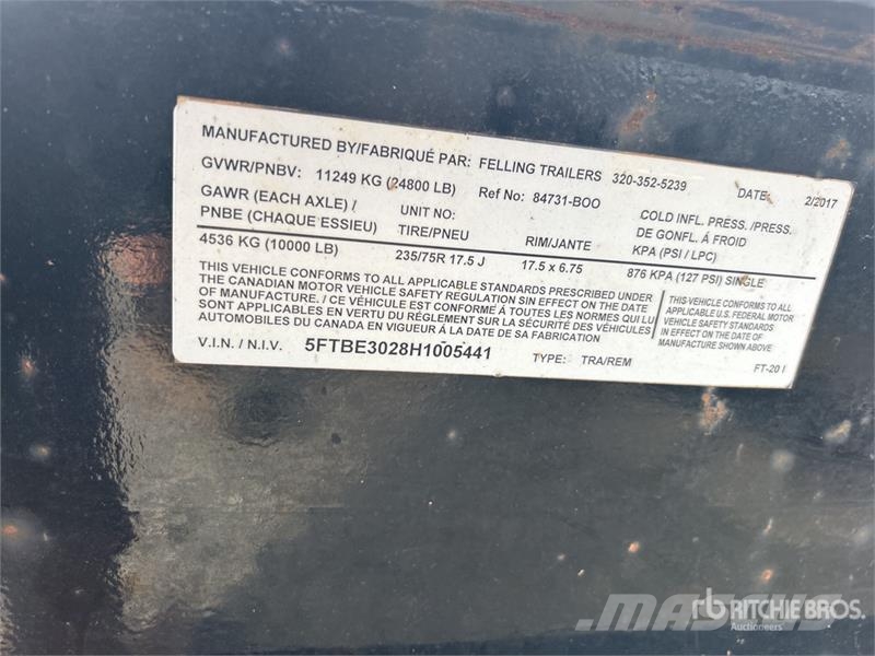 Felling Trailers 23 ft T/A Equipment Trailer Auto pārvadāšanas treileri