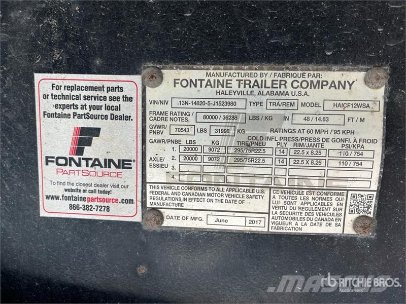 Fontaine HAICF12WSA 80000 lb 48 ft T/A Spread Axle Flatbed  Valníky