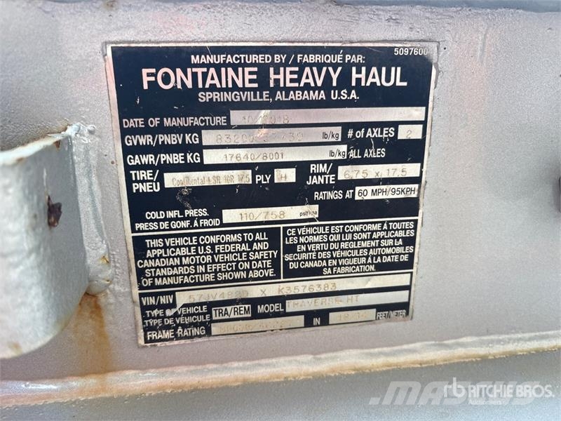 Fontaine TRV4048 48 ft T/A Hydraulic Tail Trailer لوادر منخفضة